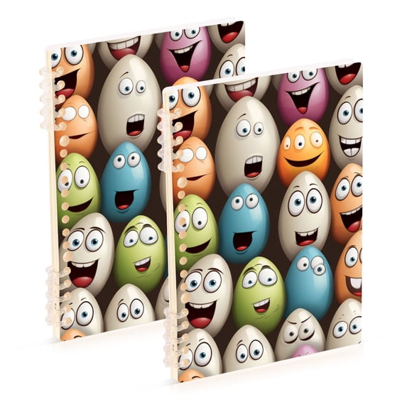 Easter Eggs Face Ring Binder Notebook Journey Note Diary College Ruled Spiral Notebook Study Loose Leaf Paper A5 60 Pages
