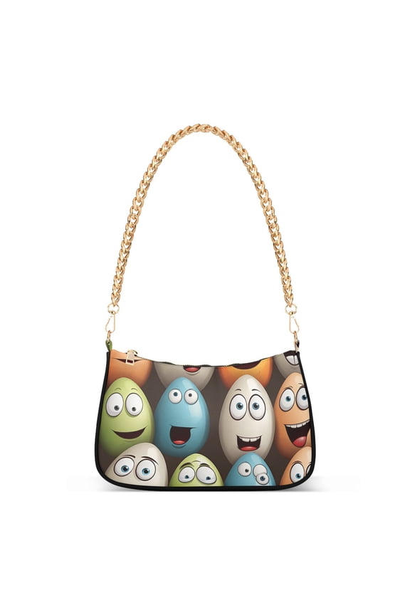 Easter Eggs FaceWomen Small Shoulder Bag Crossbody Tote Hobo Bags Purse Clutch Handbags with Chain Strap for Women
