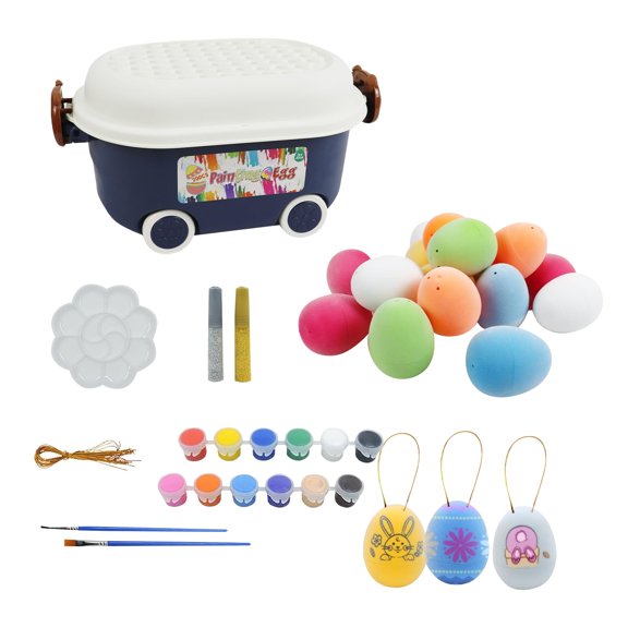 Easter Eggs Fillers Easter Egg Painting Kit for Families Complete DIY Craft Set with 12 Plastic Eggs,Paints,Brushes,and Accessories Easter Decorations