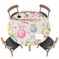 thumbnail image 1 of Easter Eggs Fitted Tablecloth with Elastic Edged, Round Table Cloth for Dining Table, Spring Watercolor Bunny Flower on Linen Waterproof Oil Proof Table Cover for Indoor Outdoor 36"-44", 1 of 8