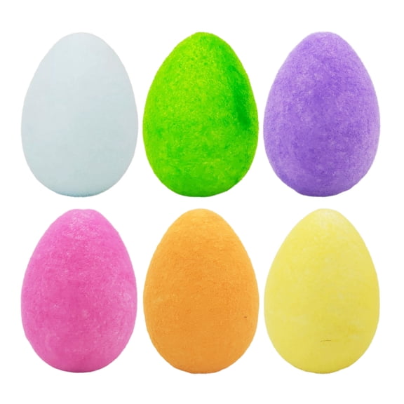 Easter Eggs Flocked Decoration Set of 6, Multicolor Velvet-Textured Decorative Foam Eggs for Spring Table, Mantel & Easter Centerpieces Ornament