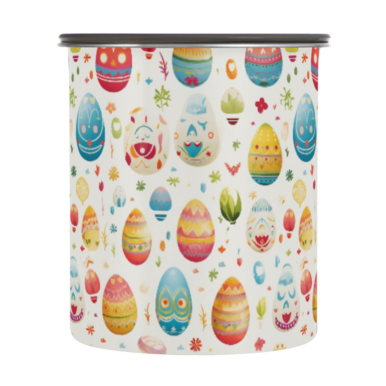 Easter Eggs & Flower Airtight Coffee Bean Canister 30oz Food Storage Containers with Lids For Gournd, Tea, Sugar, Flour, Rice, Cereal, Candy Cookie Jar