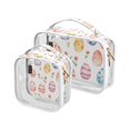 thumbnail image 1 of Easter Eggs Flowers Clear Cosmetic Bags with Handles PVC Toiletry Bags Zipper Waterproof Portable for Traveling 2 Pcs, 1 of 7
