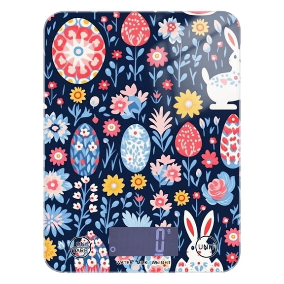 Easter Eggs Flowers Leaves Food Scale Digital Kitchen Scale Waterproof Tempered Glass Tare Function 11 lb for Baking Cooking Meal Prep