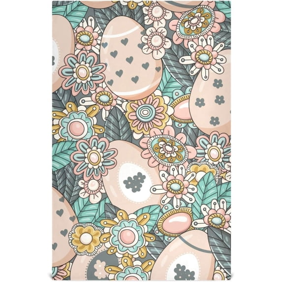 Easter Eggs Flowers Pattern Kitchen Dish Towels Soft Tea Towel Set of 6 Absorbent Dishcloths Hand Towels for Drying Dish Cloths 28" x 18" Washcloth Gift