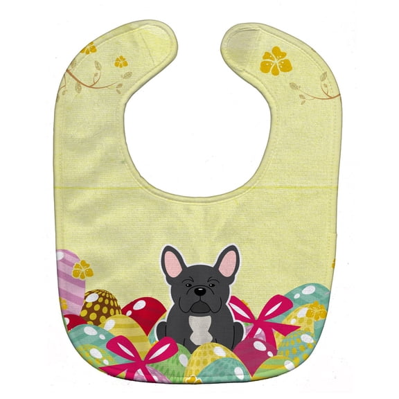 Easter Eggs French Bulldog Black Baby Bib