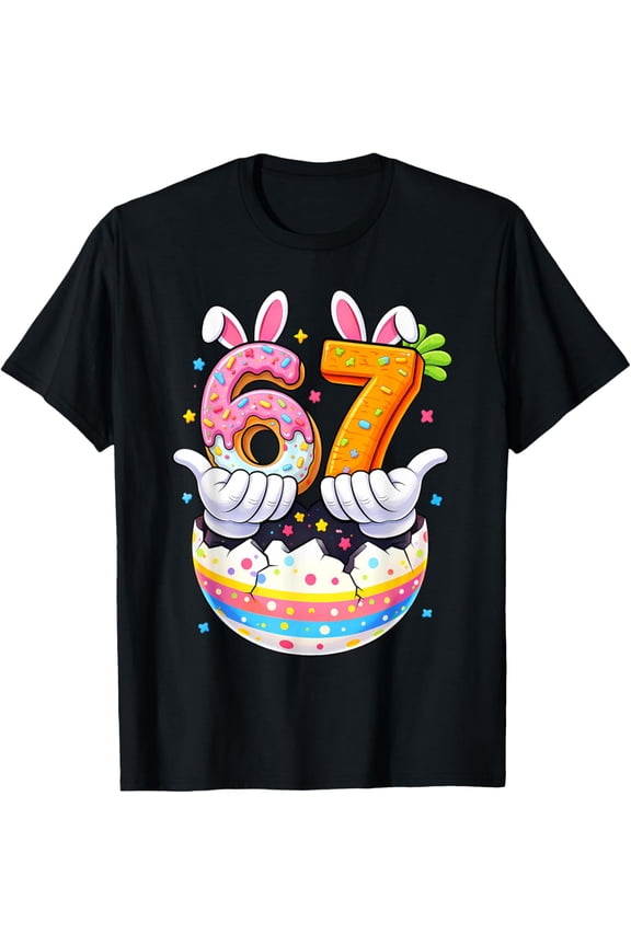 Easter Eggs Funny Bunny Six Seven 67 Memes Womens T-Shirt