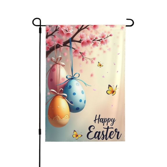 Easter Eggs Garden Flag 12.5x18 Vertical Double Sided Spring Floral Butterfly Farmhouse Holiday Outside Decorations Burlap Yard Flag 1 Flag