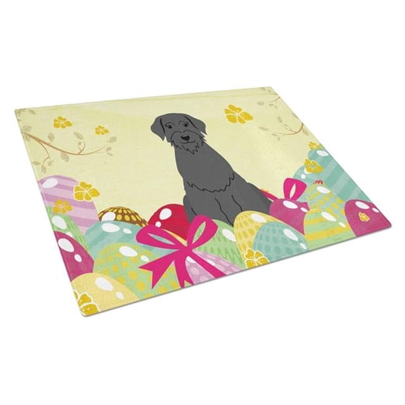Easter Eggs Giant Schnauzer Glass Cutting Board - Large