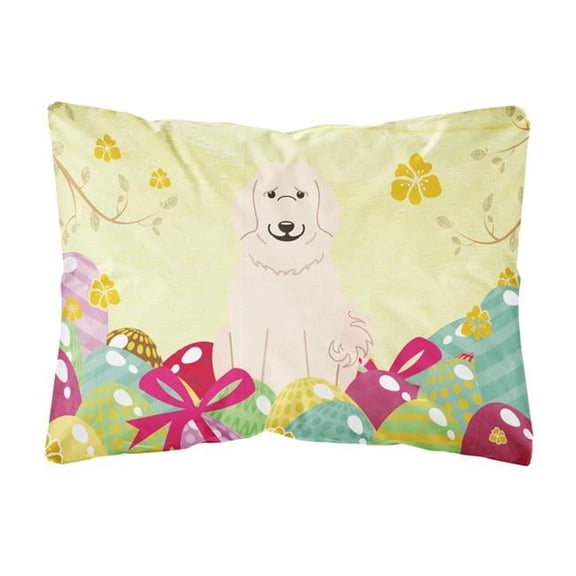 Easter Eggs Great Pyrenese Canvas Fabric Decorative Pillow