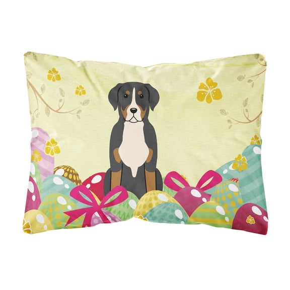 Easter Eggs Greater Swiss Mountain Dog Canvas Fabric Decorative Pillow