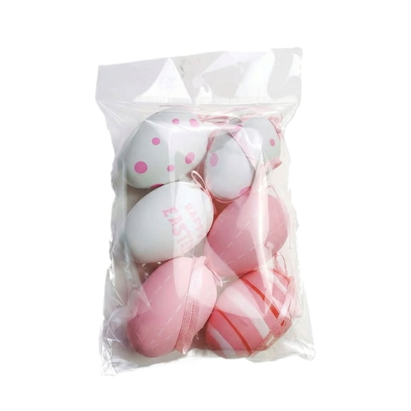 Decorr 3" Easter Egg Dye Kits, 6Pcs Polka Dot Hanging Easter Eggs for DIY Painting, Blank Plastic Easter Eggs for Kids Creative Art Craft Easter Tree Decor