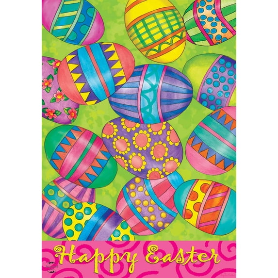 Easter Eggs Holiday House Flag Decorated Eggs 28" x 40" Briarwod Lane