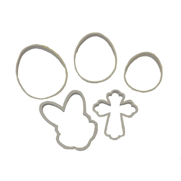 Easter Eggs In Three Sizes, Bunny And Cross Cookie Cutter (5 Pack)