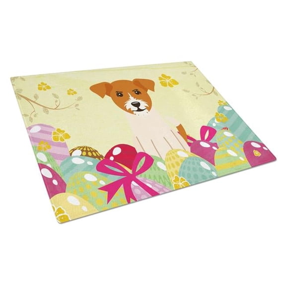 Easter Eggs Jack Russell Terrier Glass Cutting Board - Large