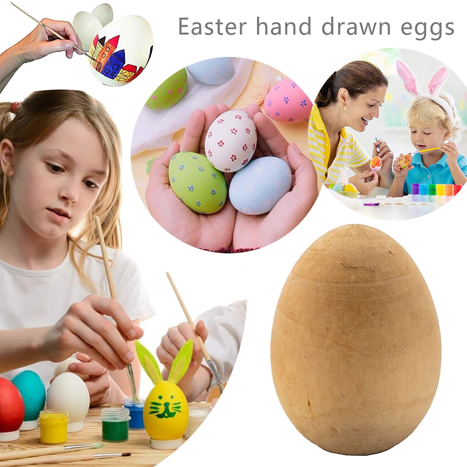 Easter Eggs Kids Wooden Hand Painted Eggs, Diy Eggshells Crafts For