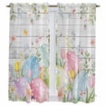 thumbnail image 1 of Easter Eggs Kitchen Curtains 63 Inch Length, Spring Daisy Eucalyptus Leaves Gray Wooden Tiers Curtains for Living Room Berdoom Bathroom, Light Filtering Drapes Window Treatment 2 Panels 42"Wx63"L, 1 of 8