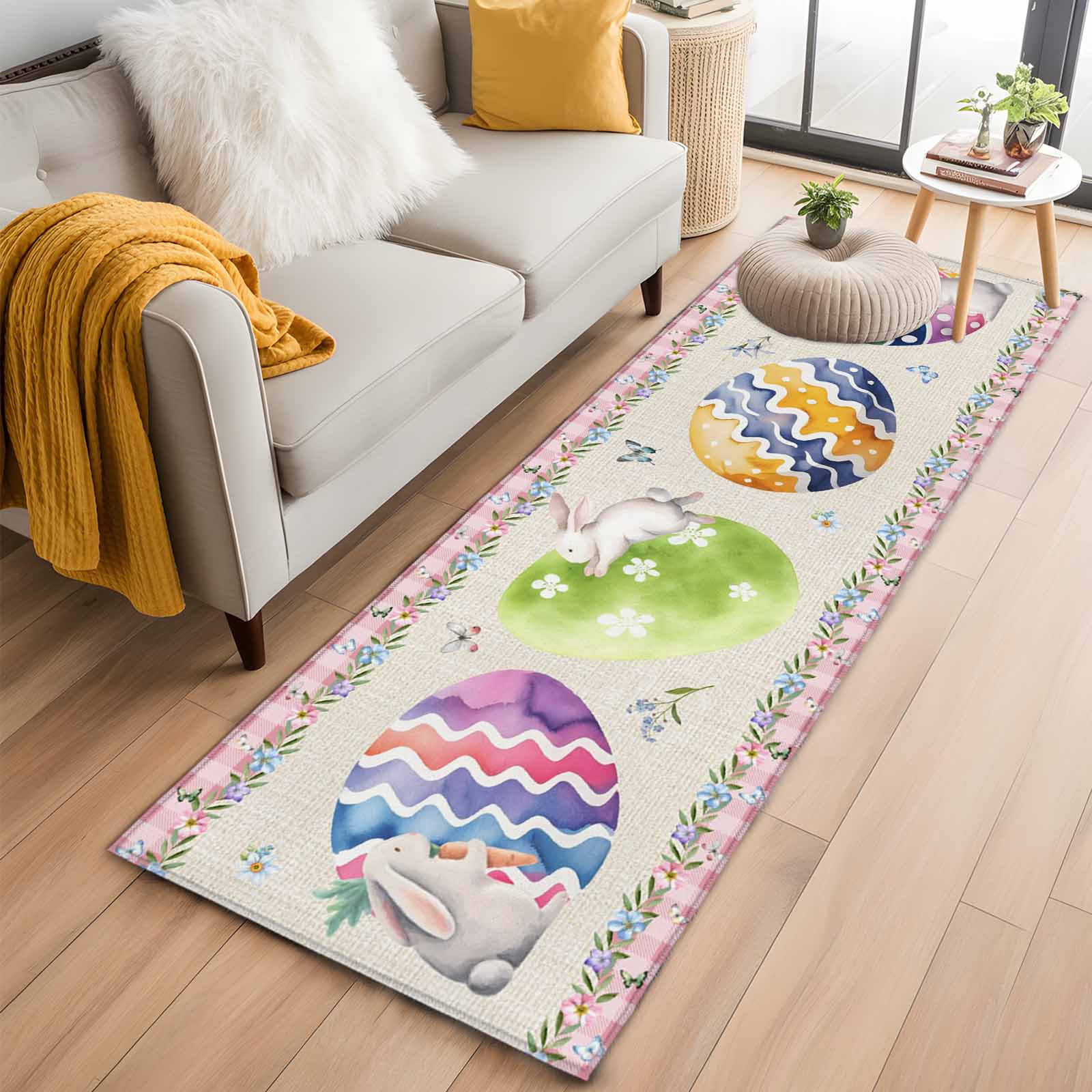 Pink Easter Rug Easter Eggs Kitchen Runner Rug 2x6 Washable Runners for Hallway Non ...