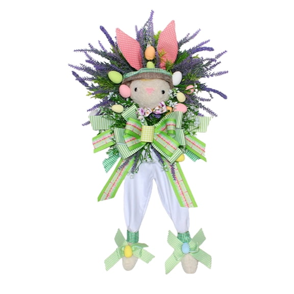 Easter Eggs Lavender Wreath For Front Door Decoration Easter Egg And Bunny Artificial Wreath For Indoor Outdoor Easter Ornaments