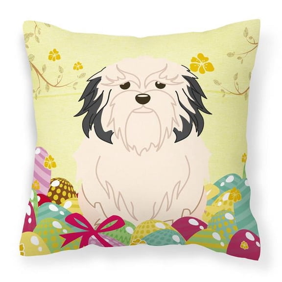 Easter Eggs Lowchen Fabric Decorative Pillow