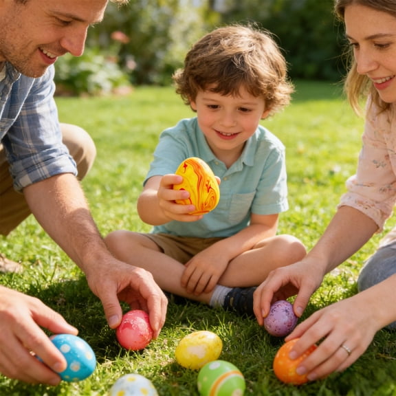 Easter Eggs Marble Texture Soft Decompression Egg Festive Display Smooth Surface Speckled Pattern Easter Decorations for Home Party