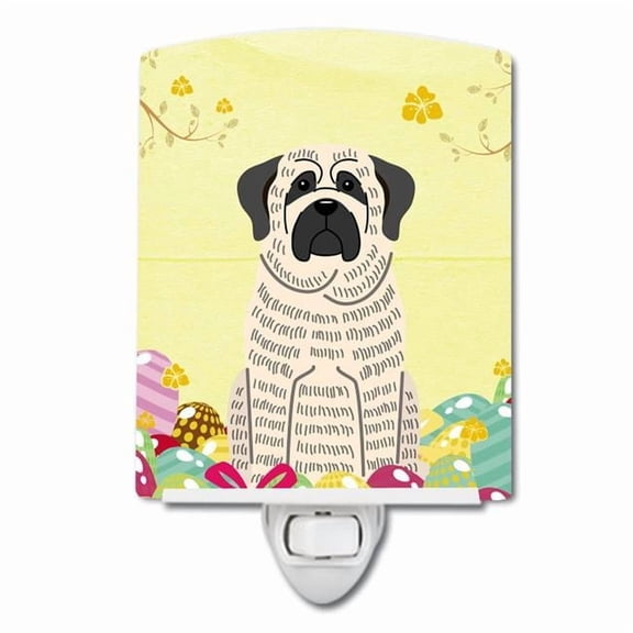 Easter Eggs Mastiff Brindle White Ceramic Night Light