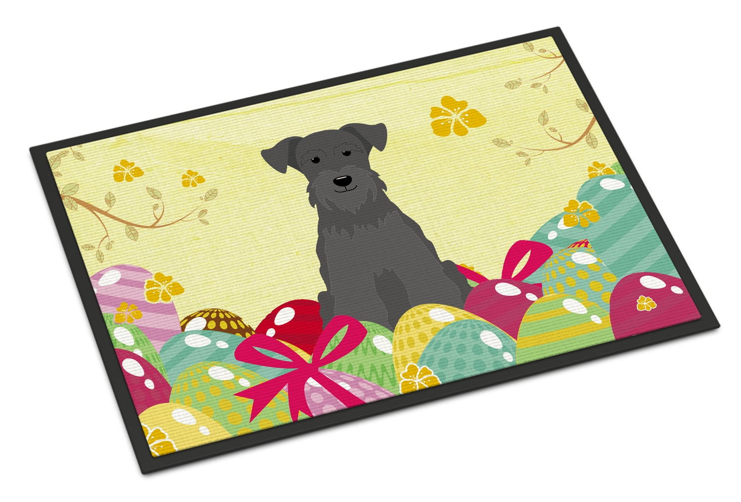 Easter Eggs Miniature Schanuzer Black Door Mat