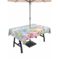 thumbnail image 1 of Easter Eggs Outdoor Tablecloth - 52x70 Inch Rectangle Dining Table Cover, Spring Daisy Eucalyptus Leaves Light Blue Wood Waterproof Outdoor Table Cloth with Umbrella Hole & Zipper for Picnic/Patio, 1 of 7