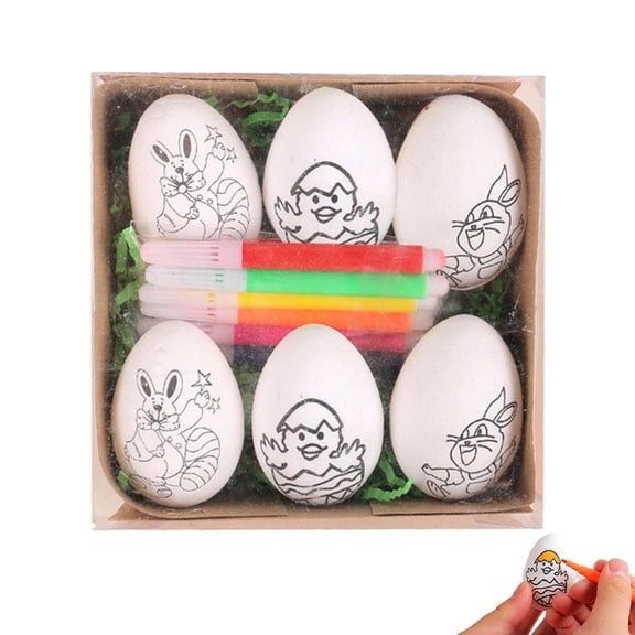 Easter Eggs Painting Kit,Paintable Egg,EasterEggs with Markers,EggColoring Kit,Arts and Crafts Egg Dye ColoringKit,for Craft Hanging Plastic Hunts Basket Fillers DIY Painting Decorating Easter Gift