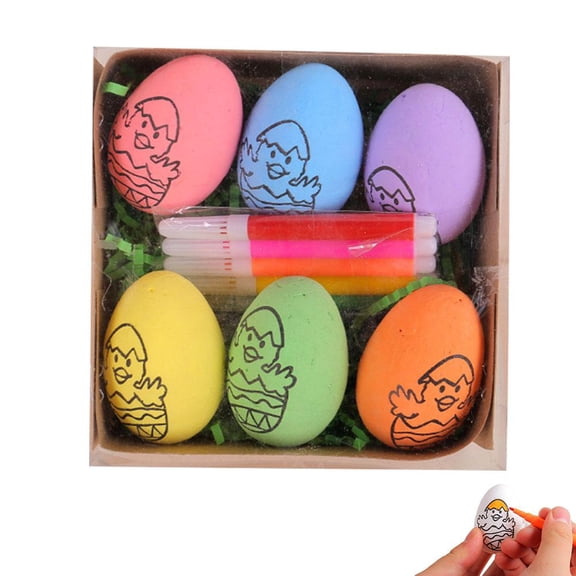 Easter Eggs Painting Kit,Paintable Egg,EasterEggs with Markers,EggColoring Kit,Arts and Crafts Egg Dye ColoringKit,for Craft Hanging Plastic Hunts Basket Fillers DIY Painting Decorating Easter Gift