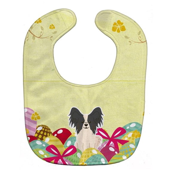 Easter Eggs Papillon Black & White Baby Bib