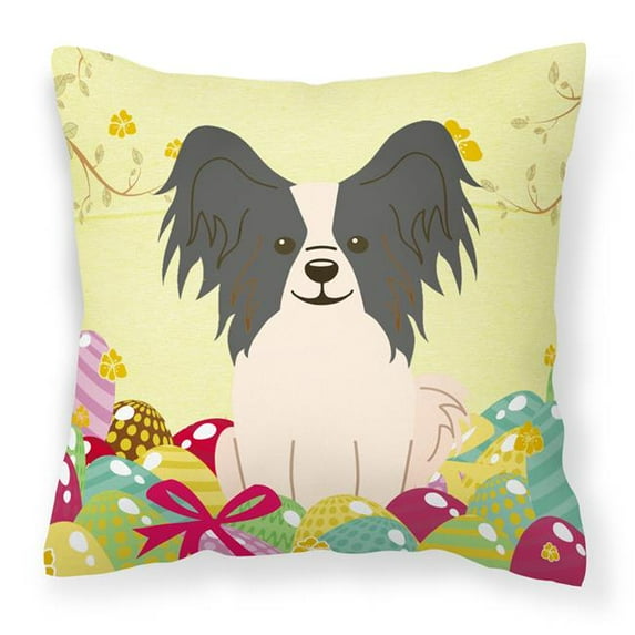 Easter Eggs Papillon Black White Fabric Decorative Pillow
