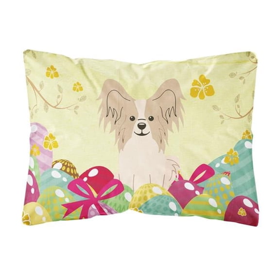 Easter Eggs Papillon Sable White Canvas Fabric Decorative Pillow