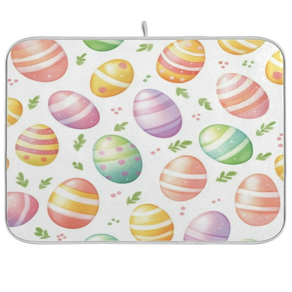 Easter Eggs Pattern Dish Drying Mat Kitchen Mats Microfiber Counter Absorbent Dish Pad Drainer Rack