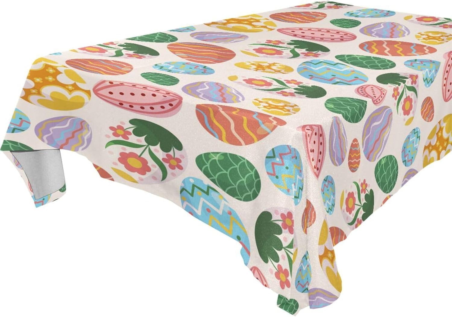 Easter Eggs Pattern Fabric Rectangle Tablecloth Waterproof and