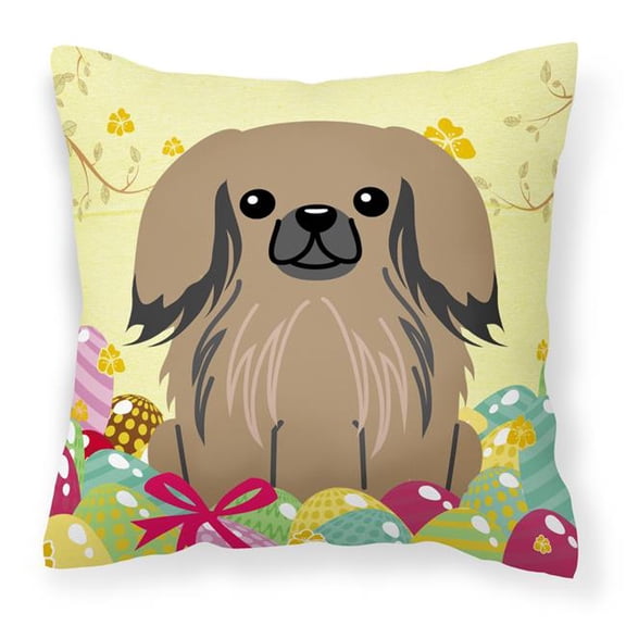 Easter Eggs Pekingnese Tan Fabric Decorative Pillow