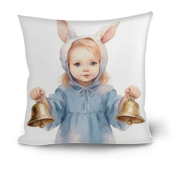 Easter Eggs Pillow Covers Spring Colorful Easter Eggs Pillow Cases Rabbit with Tulip Flower Throw Pillow Covers Easter Wreath Cushion Cases for Home Porch Garden Decor
