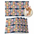 thumbnail image 1 of Easter Eggs Placemats Set of 8, Spring Colored Eggs Floral Dark Blue Background Heat Insulated Linen Place Mats, Washable Stain-Proof Table Mats for Dining Tables Holiday Decor 13x19 Inches, 1 of 9