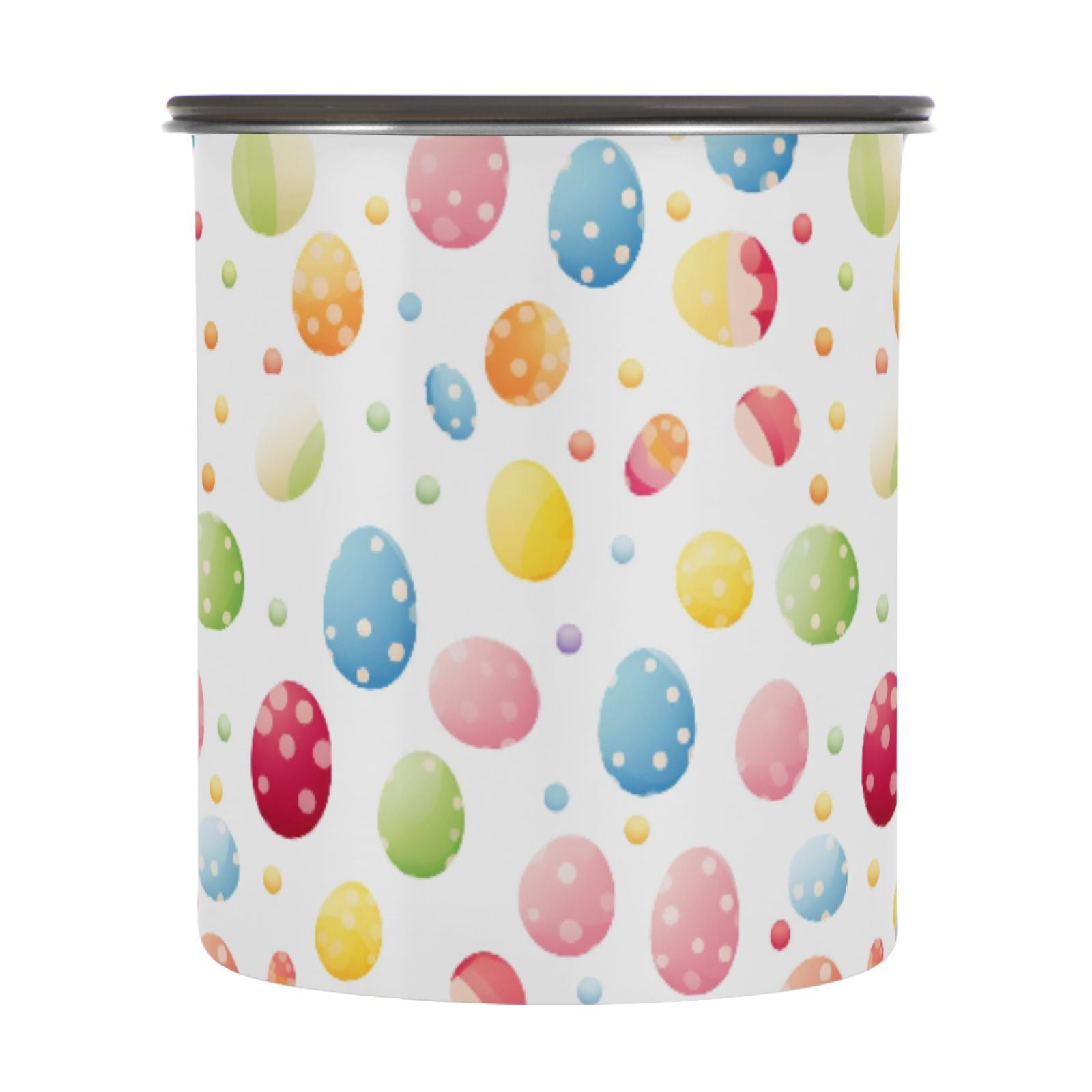 Easter Eggs Polka Dot Airtight Coffee Bean Canister 30oz Food Storage Containers with Lids For Gournd, Tea, Sugar, Flour, Rice, Cereal, Candy Cookie Jar