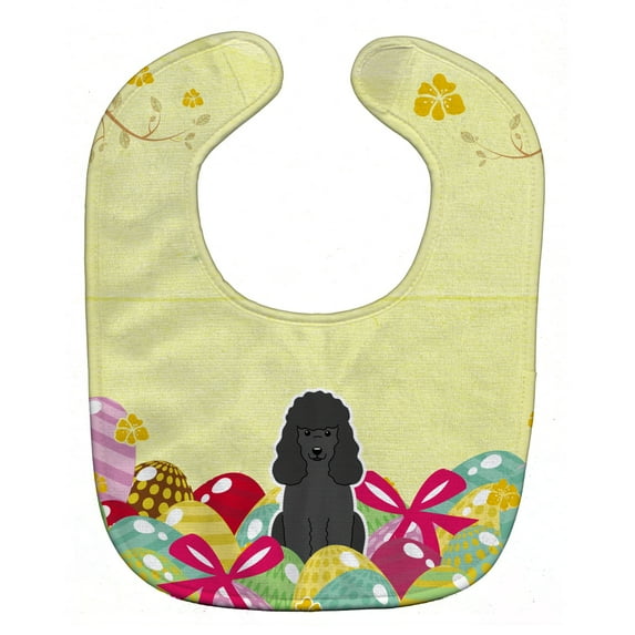 Easter Eggs Poodle Black Baby Bib