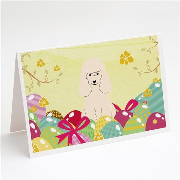 Easter Eggs Poodle White Greeting Cards & Envelopes - Pack of 8