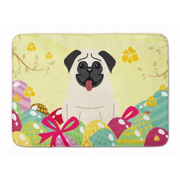 Easter Eggs Pug Cream Machine Washable Memory Foam Mat