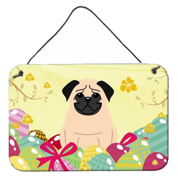 Easter Eggs Pug Fawn Wall or Door Hanging Prints