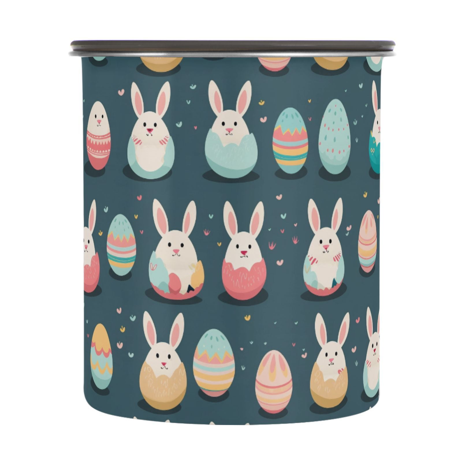 Easter Eggs & Rabbit Airtight Coffee Bean Canister 30oz Food Storage Containers with Lids For Gournd, Tea, Sugar, Flour, Rice, Cereal, Candy Cookie Jar