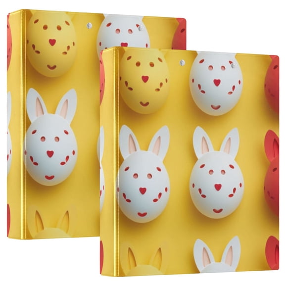 Easter Eggs Rabbit Ear 3 Ring Binders 1.5 inch Hardcover File Folders with Interior Pockets A4 Size Organizer for School Office Hospital