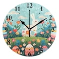 thumbnail image 1 of Easter Eggs Rabbits Flowers Black 10 inch Wall Clocks Non Ticking Easy to Read Battery Decorative for Home Bathroom Kitchen Bedroom Living Room, 1 of 8