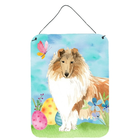 Easter Eggs Rough Collie Wall or Door Hanging Prints