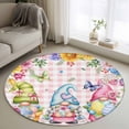 thumbnail image 1 of Easter Eggs Round Area Rug 3.3Ft Washable Circle Rugs for Dining Room Table, Spring Floral Gnomes Plants Butterflies Pink Plaid Non-Slip Carpet Floor Mats Indoor Outdoor Carpet Runner Home Decor, 1 of 8