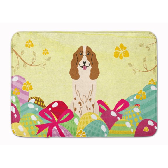 Easter Eggs Russian Spaniel Machine Washable Memory Foam Mat
