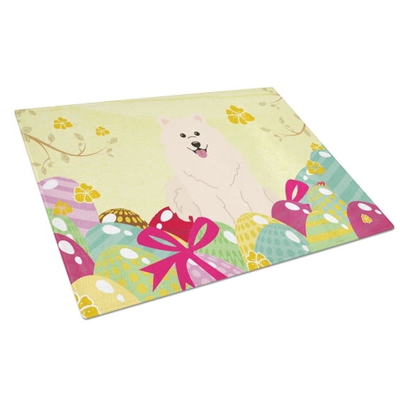 Easter Eggs Samoyed Glass Cutting Board Large